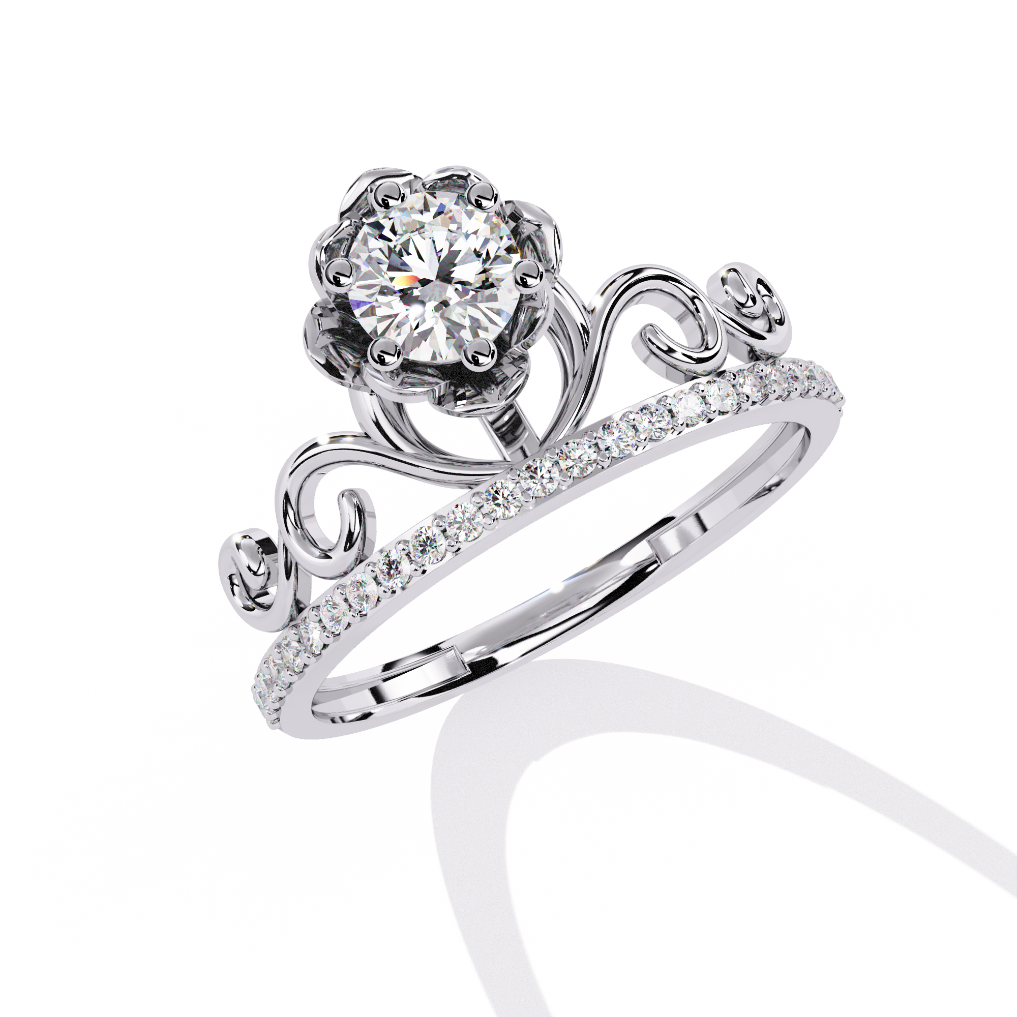 Solitairekart -0.56 CT Lab Grown Diamond Floral Crown Ring